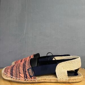 Coach Rayanne Sling-Back Flat Espadrille Sandal Coral/Blue Women's Size 8.5B US